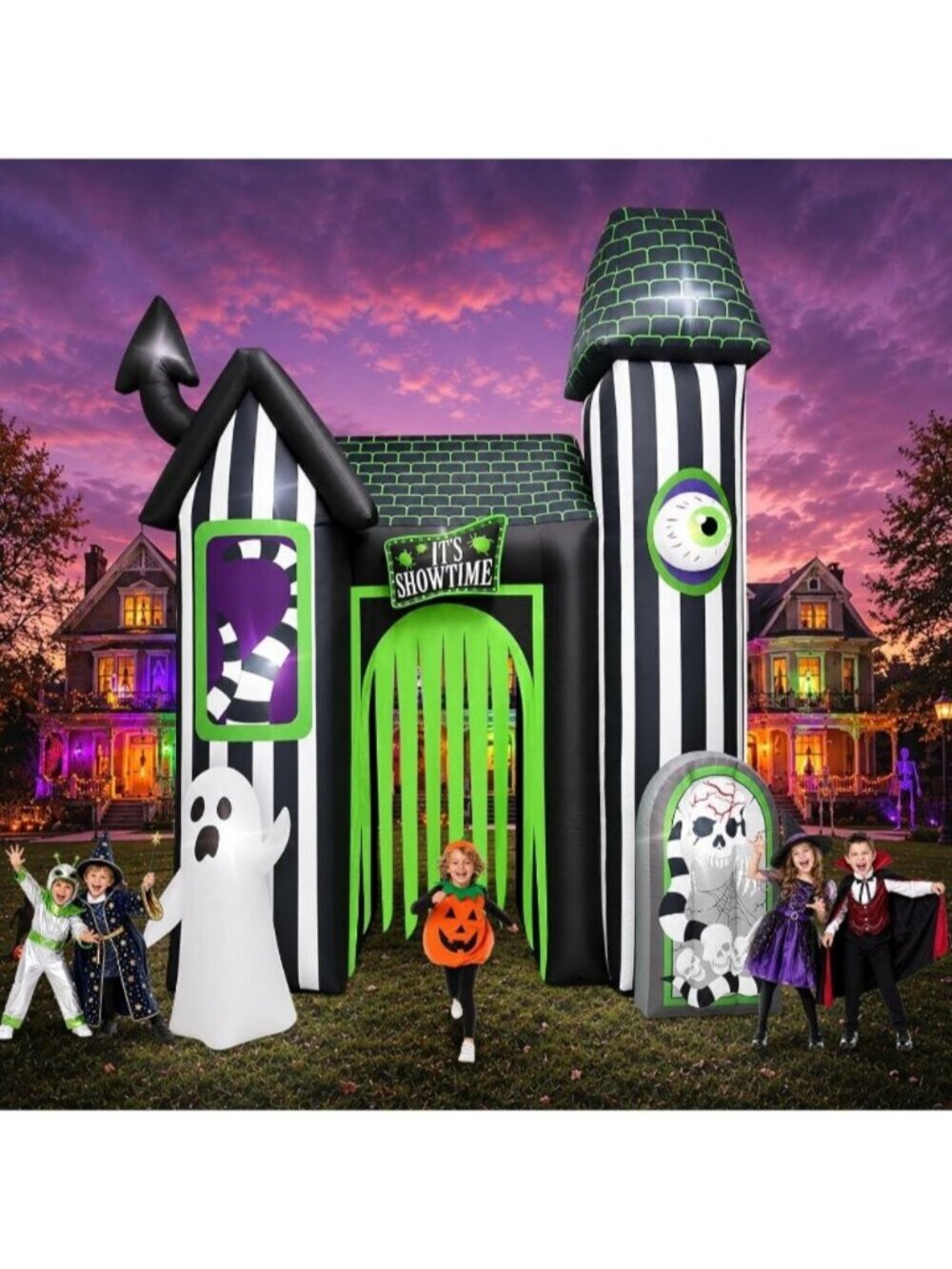 Halloween Inflatable Arch Giant Haunted House Inflatable Tunnel Ghost Skeleton - Picture 4 of 7